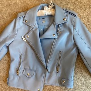 Light blue leather jacket